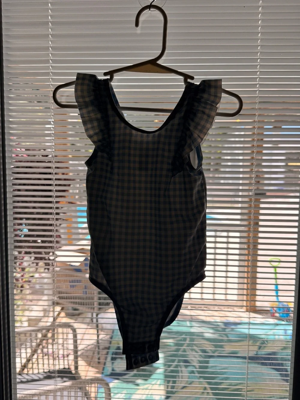 Carter's Blue and White Gingham Ruffle Strap One-Piece Swimsuit